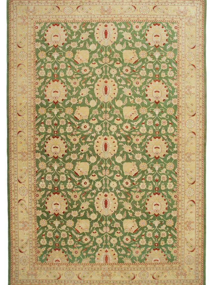 12x18 Grüner Oushak-Teppich - 36030 für den Großhandel von RUG N CARPET