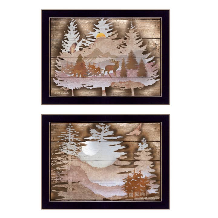 "Great Outdoors" 2-Piece Vignette By Ed Wargo, Black Frame for wholesale by Trendy Decor 4U