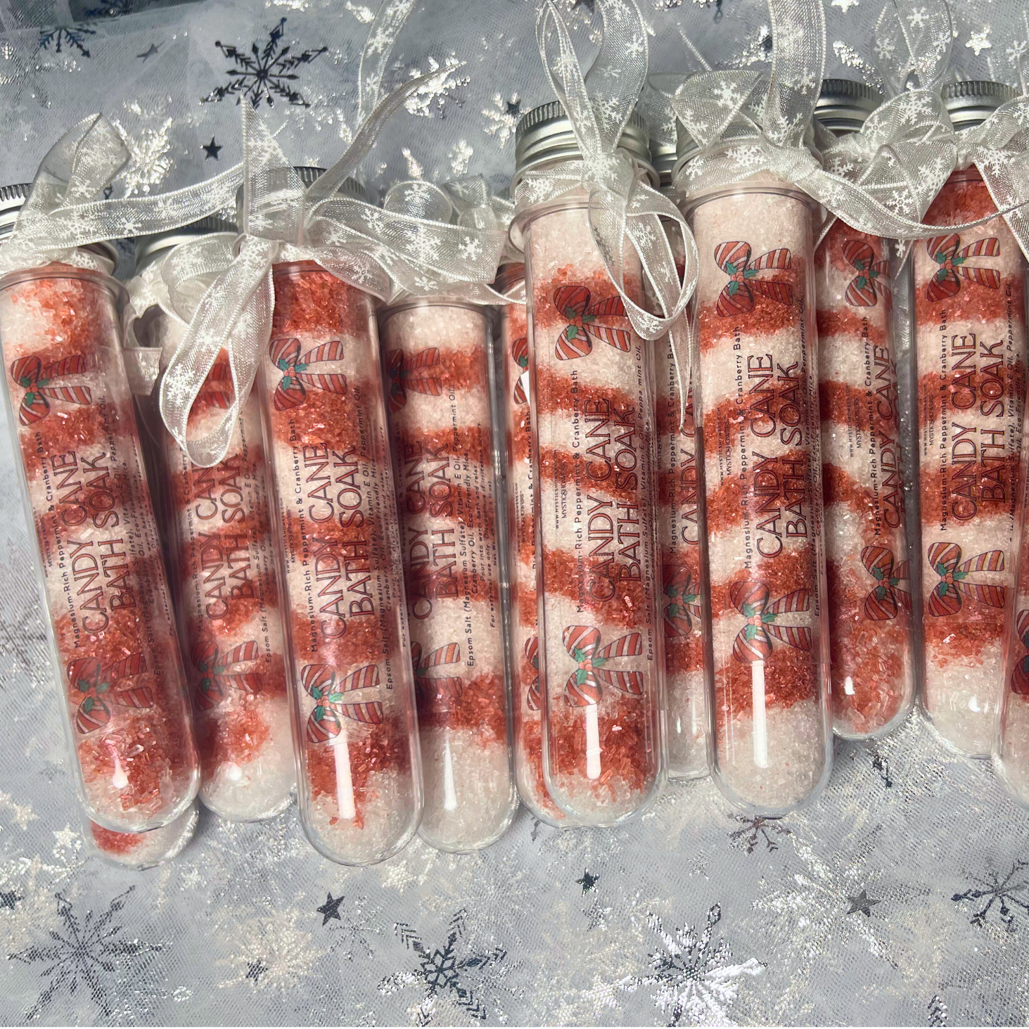 Mystic Showers – wholesale Bath salts – Candy Cane Bath Salt Soak | Peppermint + Cranberry | Gift & 1