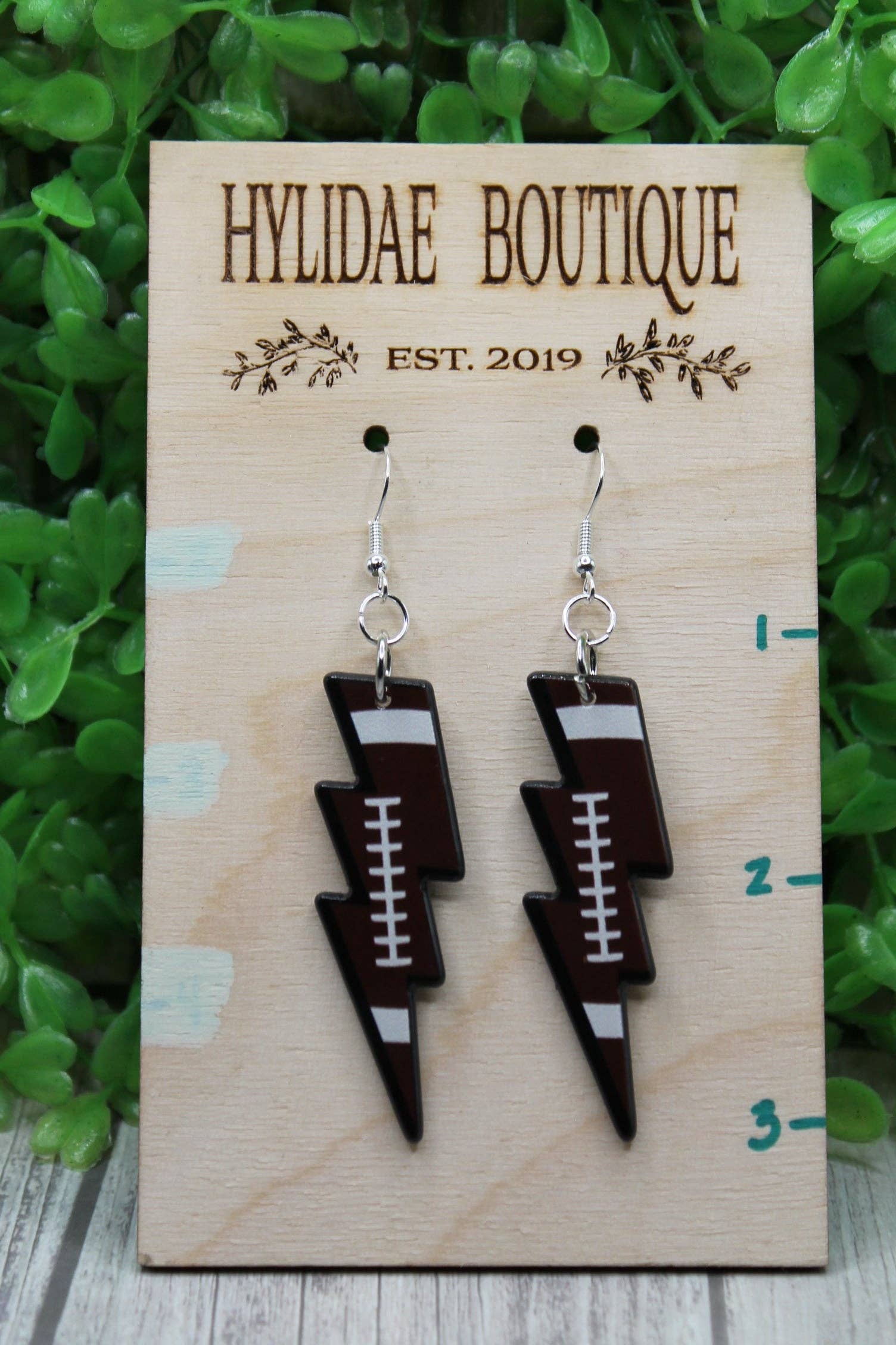 Hylidae Boutique - Wholesale Dangle Earrings - Football Lightening Bolts • Dangle Earrings