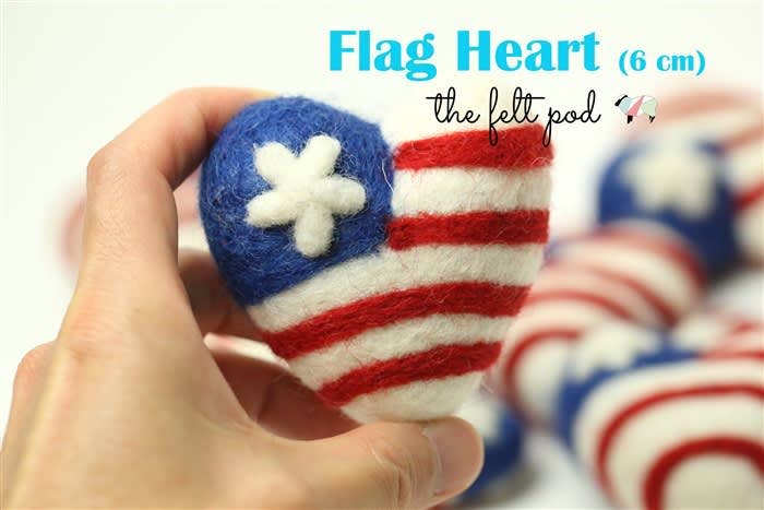 The Felt Pod - Venta al por mayor Material para manualidades - Bandera estadounidense Felt Hearts de 4 y 6 a 7 cm 1