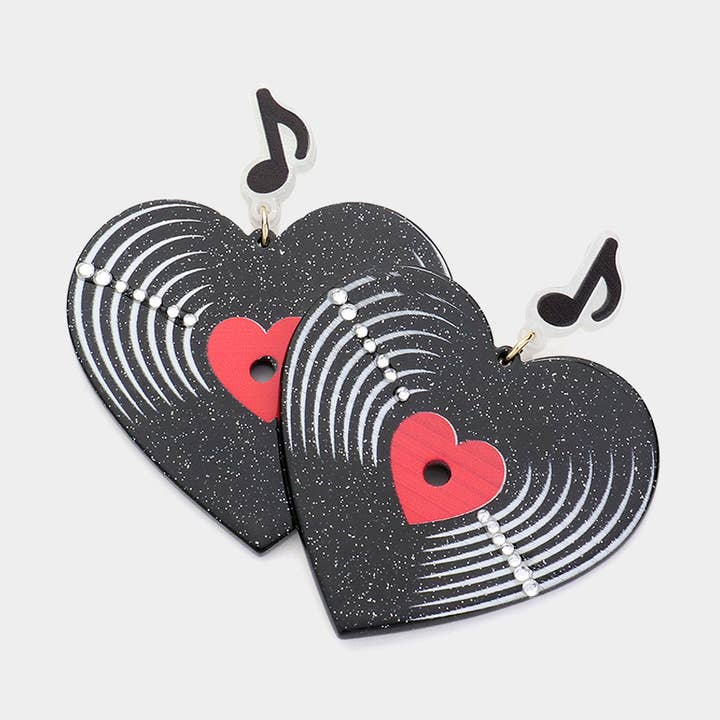 Sensibling Corp. - Wholesale Dangle Earrings - Resin Heart Record Music Dangle Earrings0