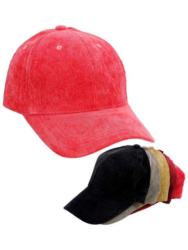 Corduroy Cotton Velcro Back Baseball Cap for wholesale by Cap Zone