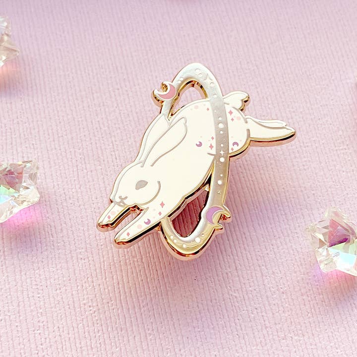 Alum and Ink - Wholesale Lapel Pin/Button - Cosmic Rabbit Enamel Pin