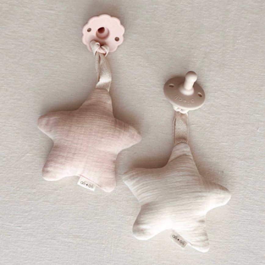 Ali+Oli - Wholesale Pacifier Clip - Baby - Star Pacifier Holder Soft Cuddly Binky Toy (Muslin Ivory)5