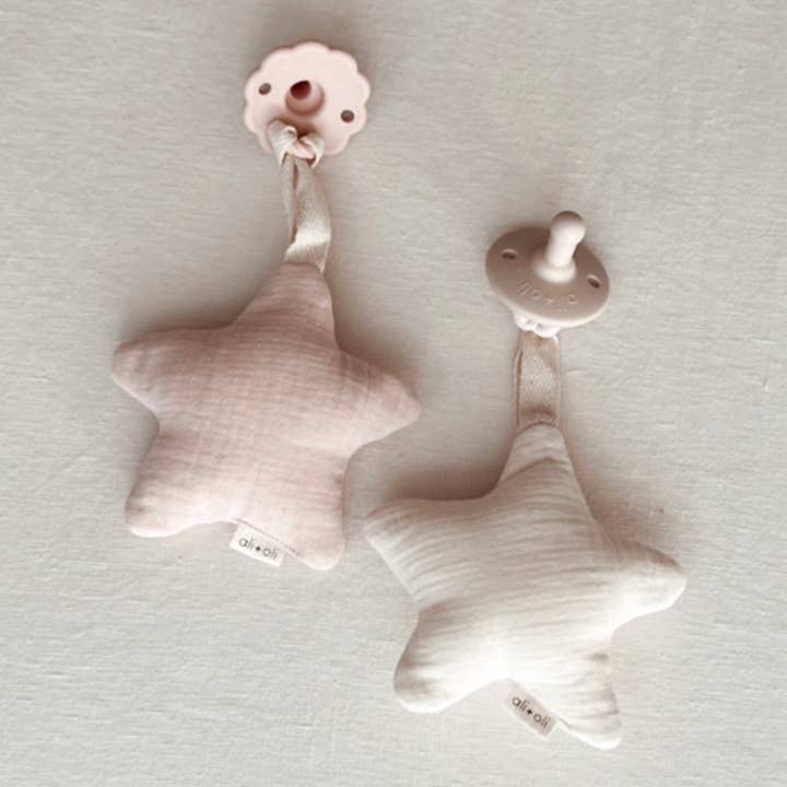 Ali+Oli - Wholesale Pacifier Clip - Baby - Star Pacifier Holder Soft Cuddly Binky Toy (Muslin Ivory)5