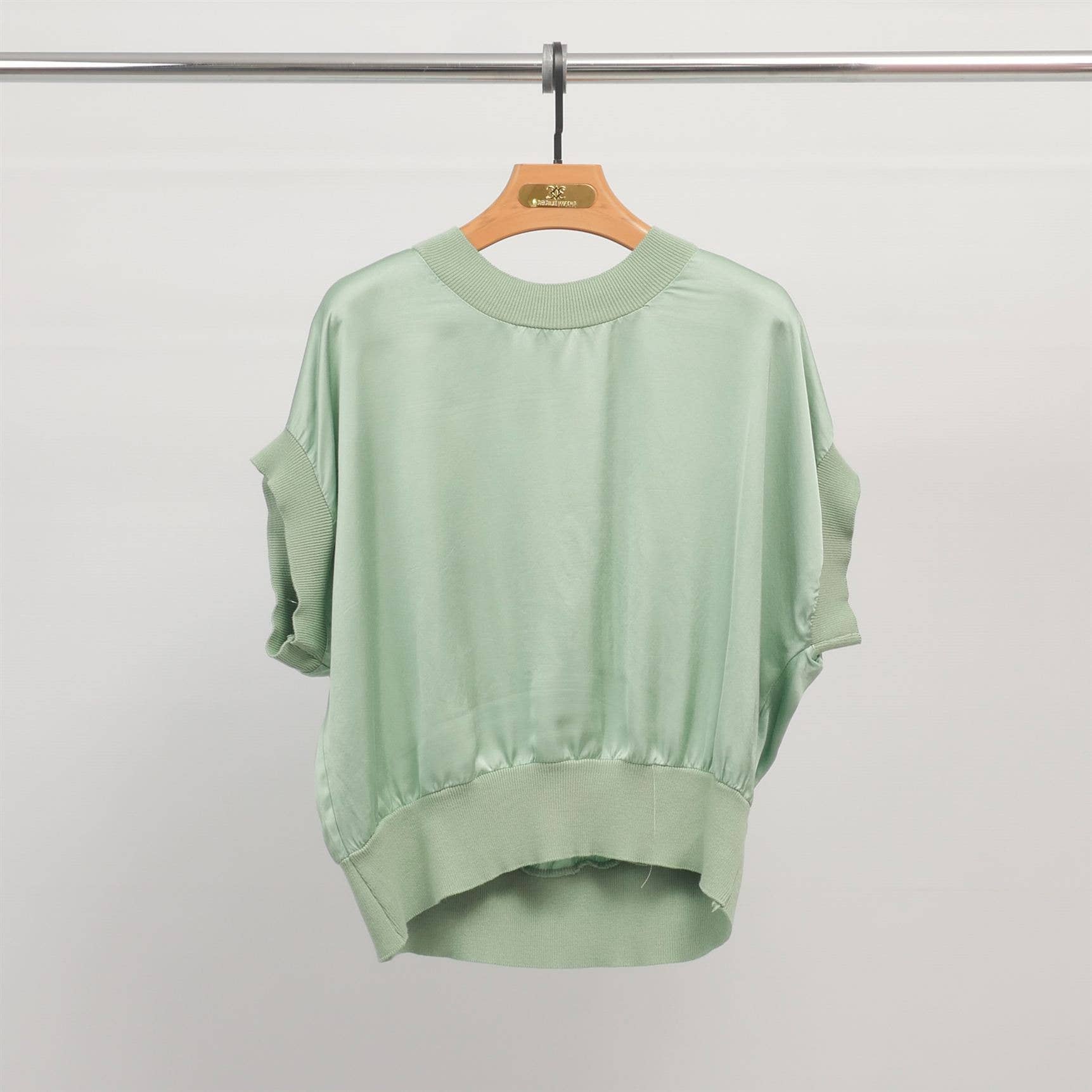 Cecile Wang – Engroshandel Strikket top - Dame – KD8679VS tofarvet top med elastik forneden og ved ærmerne3