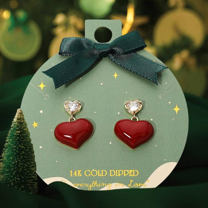 14K Guldpläterade Hjärta Sten Accent Charm Drop Dangle Örhängen för wholesale av Sensibling Corp.