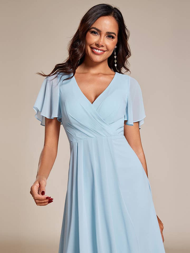 Ever-Pretty - Wholesale Dress – Women's - V-Neck Midi Chiffon Wedding Guest Dresses55