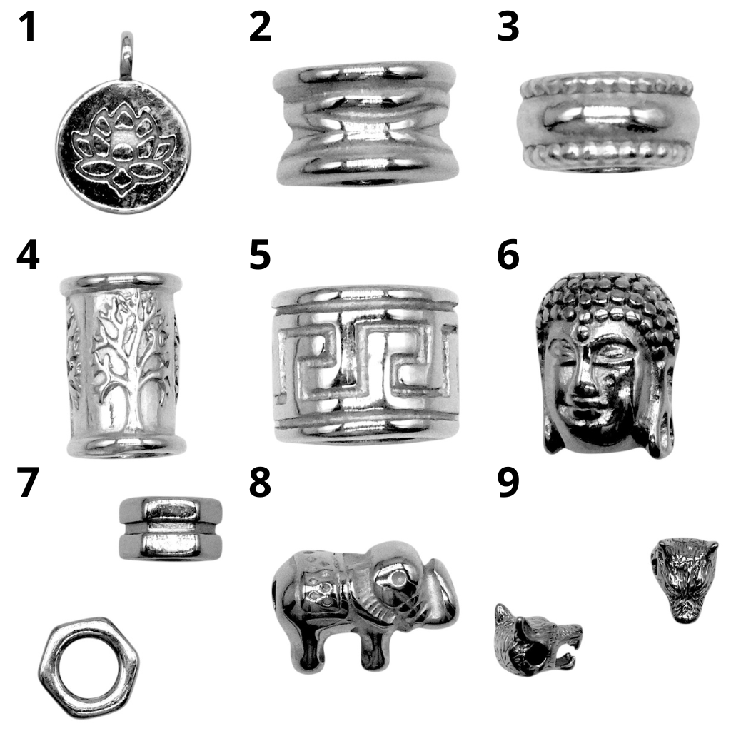 Foliesbijoux - Wholesale Individual Charm/Pendant - Set of 10 silver stainless steel spacer charms (9 models available)1