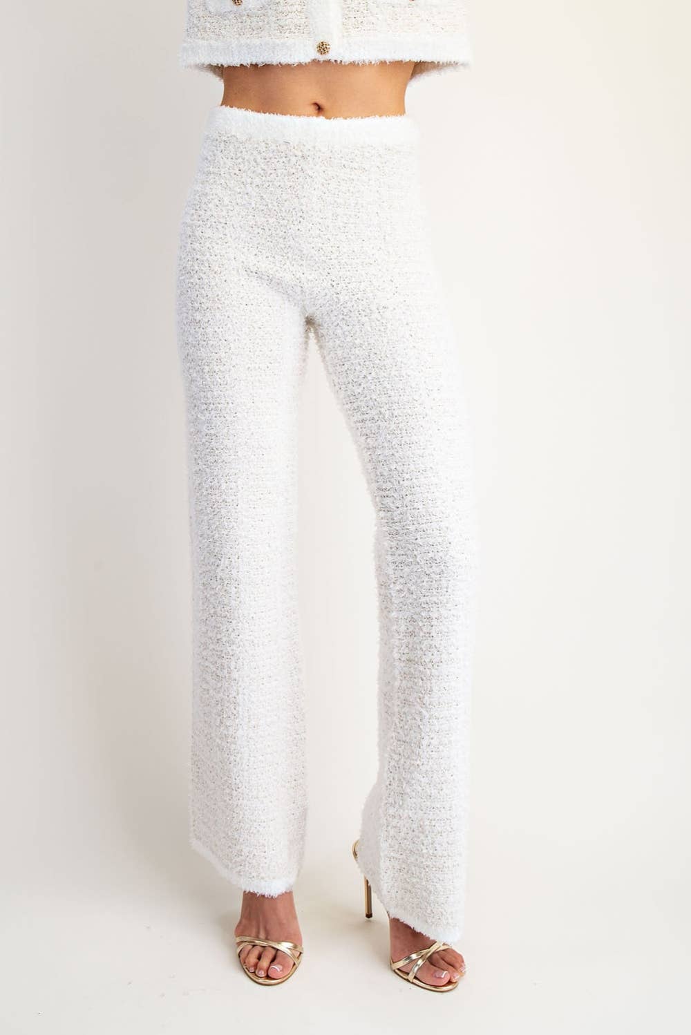 Edit by Nine – Engroshandel Bukser - Dame – Højtaljede Lurex Sweater Bukser med Lige Ben6