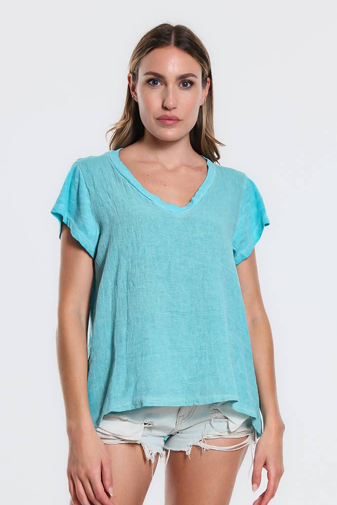 TINA Stephens Italy/Tees By Tina - Wholesale Blouse - Women's - Nola Cotton/Linen V-Neck Top (BSS207)55