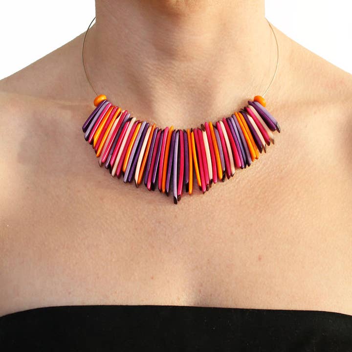 Muichic Natural Jewelry - Wholesale Choker/Collar - Fringe Tagua Choker Handmade Fairtrade Lightweight3