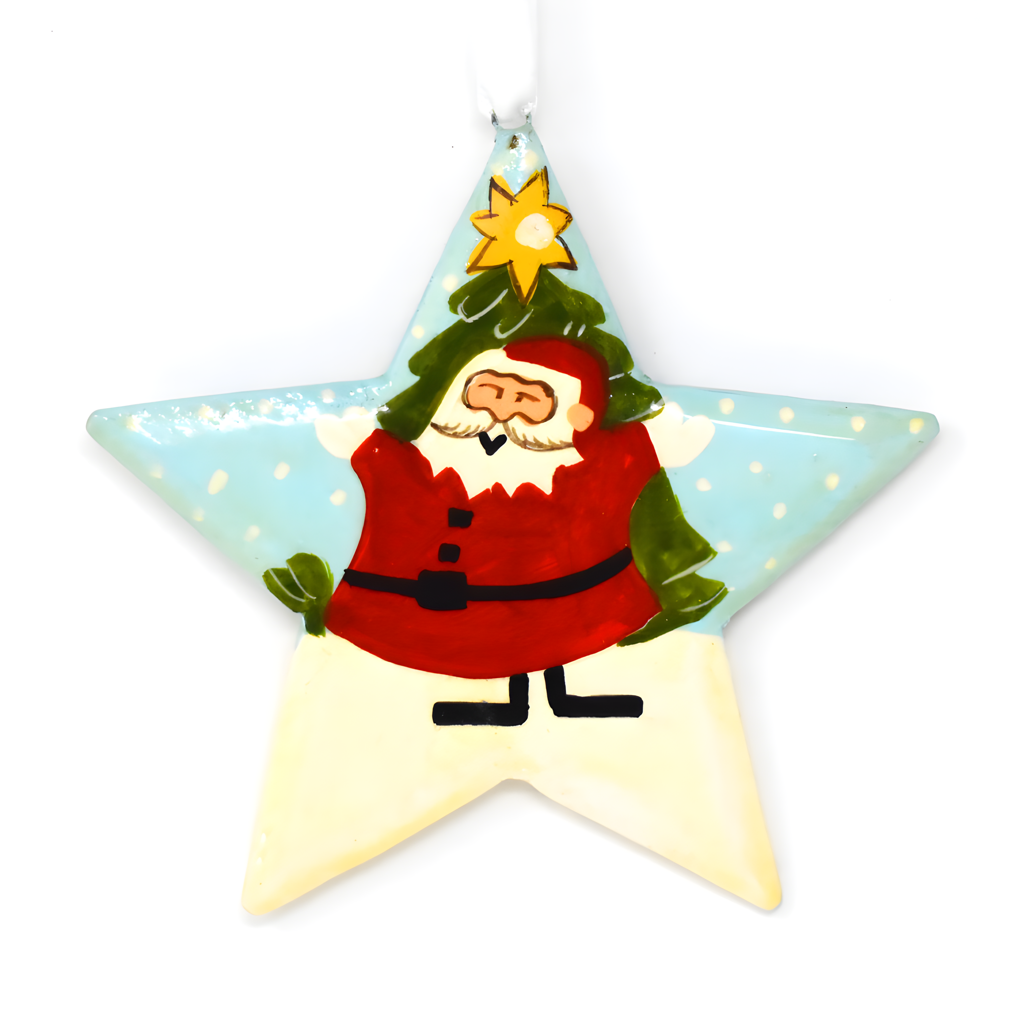 Fair to Trade Ltd - Vente Décoration de Noël - Décorations de Noël en forme d'étoile en bois peintes à la main et assorties4