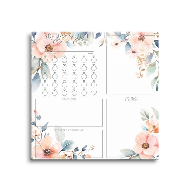 Floral Wedding Tracker Glass Plaque for wholesale by LIFEtrack/Clairmont & Co