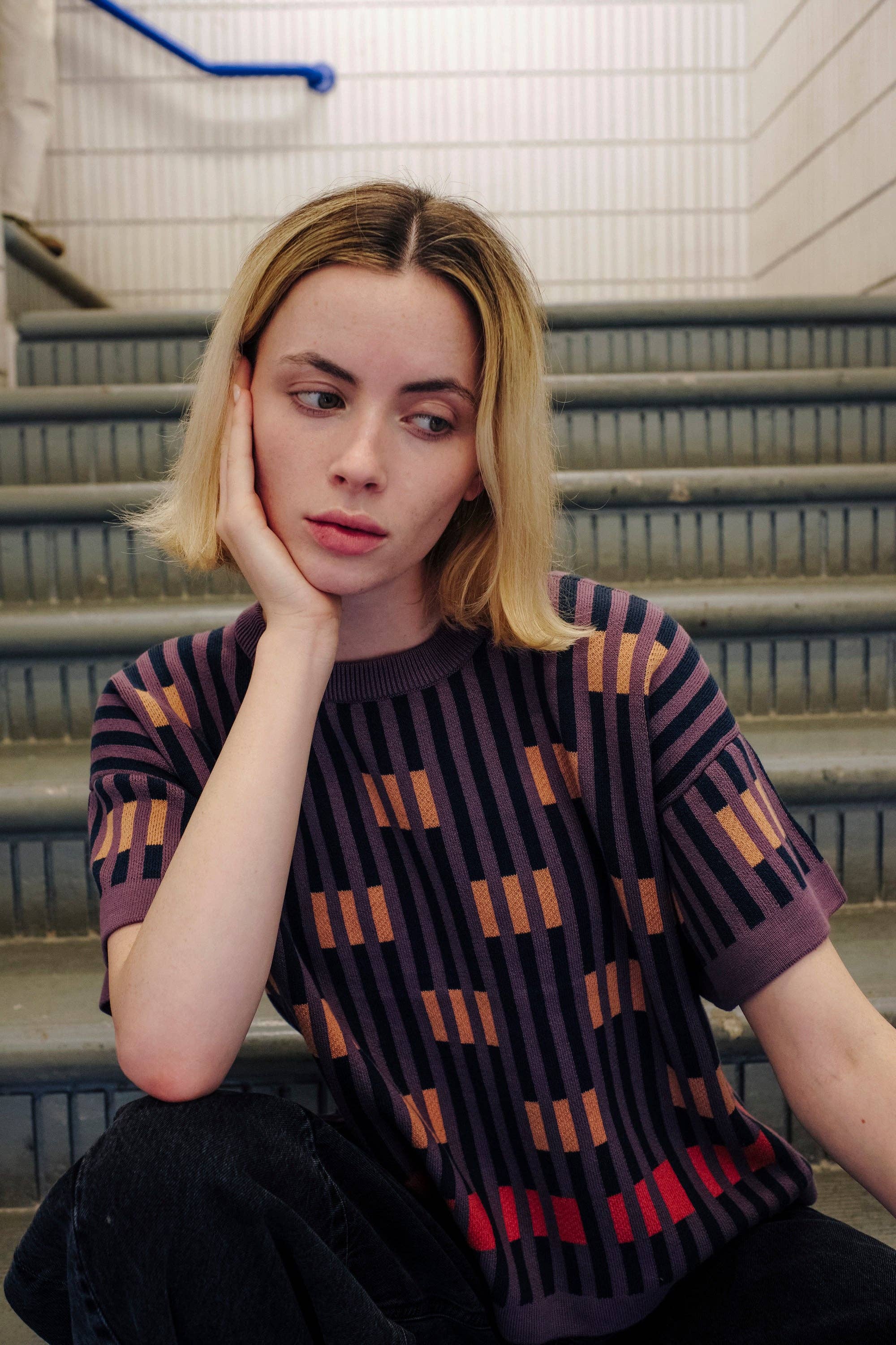 The Endery - Wholesale Knit Sweater - Women's - Bauhaus Short Sleeve Sweater Tee - Rhodolite2