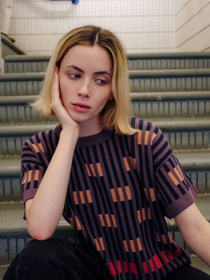 The Endery - Wholesale Knit Sweater - Women's - Bauhaus Short Sleeve Sweater Tee - Rhodolite2