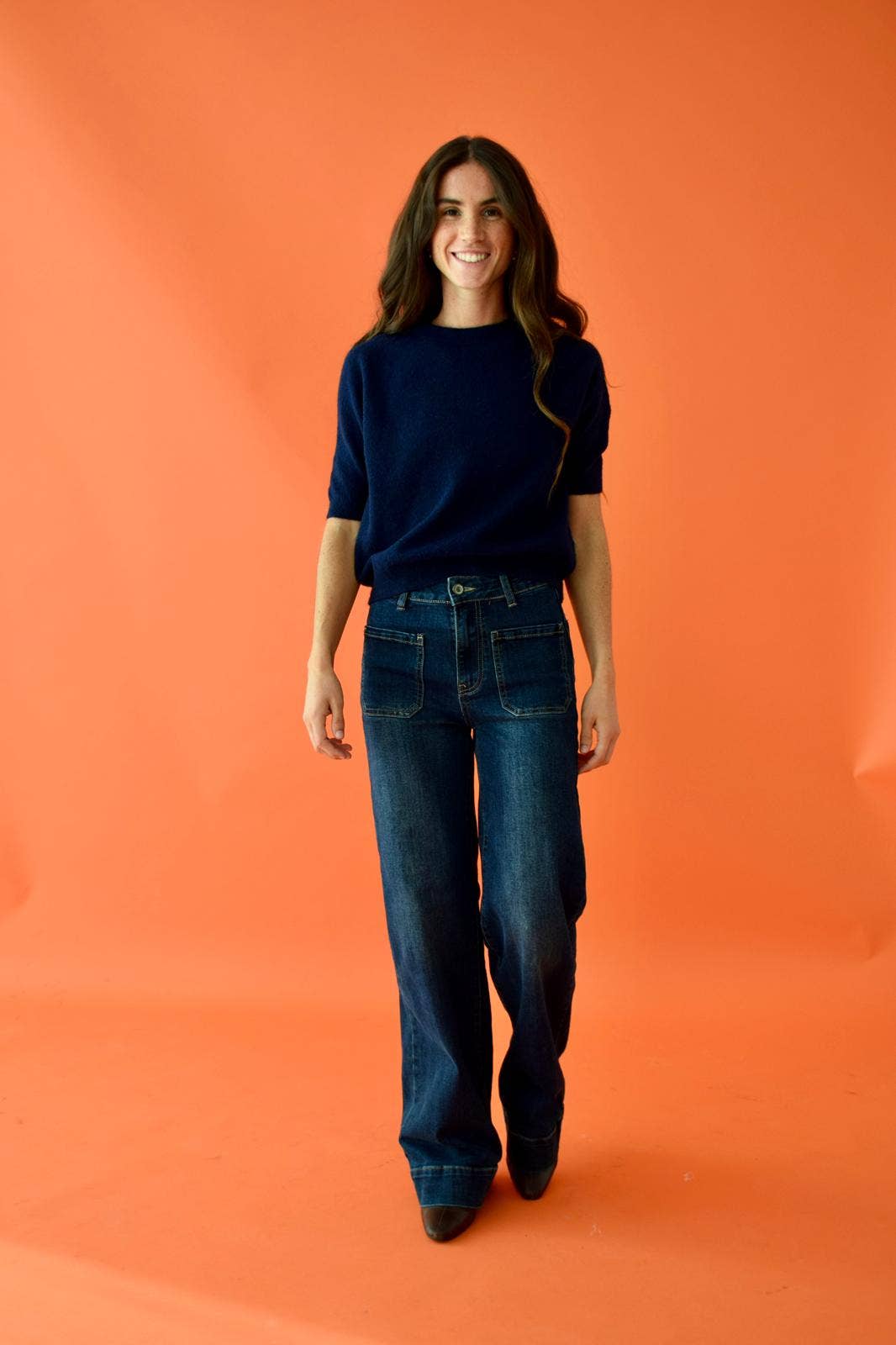 MindTraveler – Großhandel Strickoberteil – Damen – Navyblaues Punto T-Shirt3