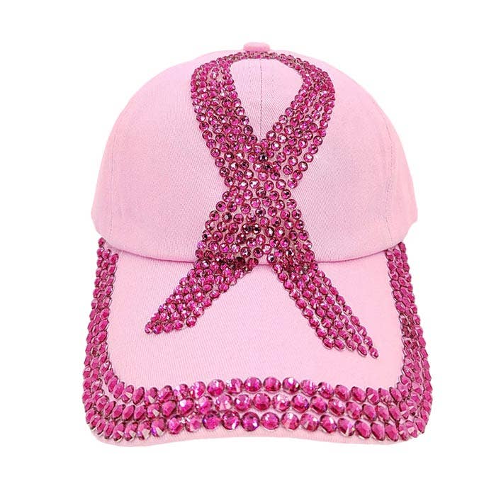 Bling Pink Ribbon Baseball Cap for wholesale by Madeline Love
