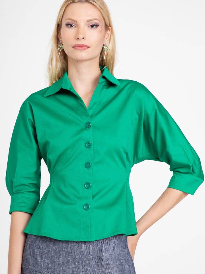 Button Up Albright Collared Shirt Top for wholesale by Eva Franco