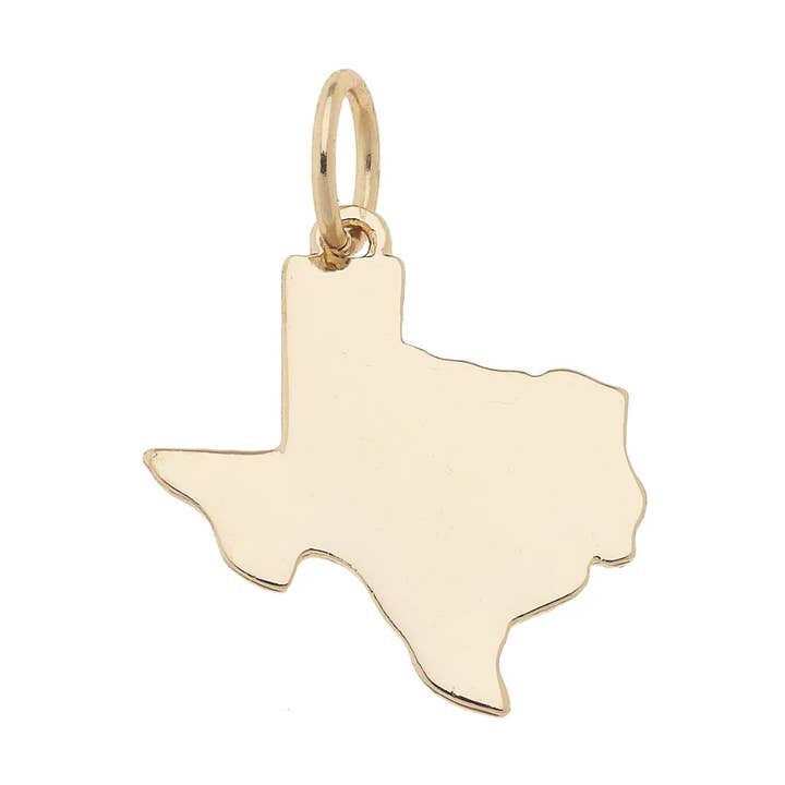 Texas Shaped State Charm in Shiny Gold for wholesale by Canvas Style