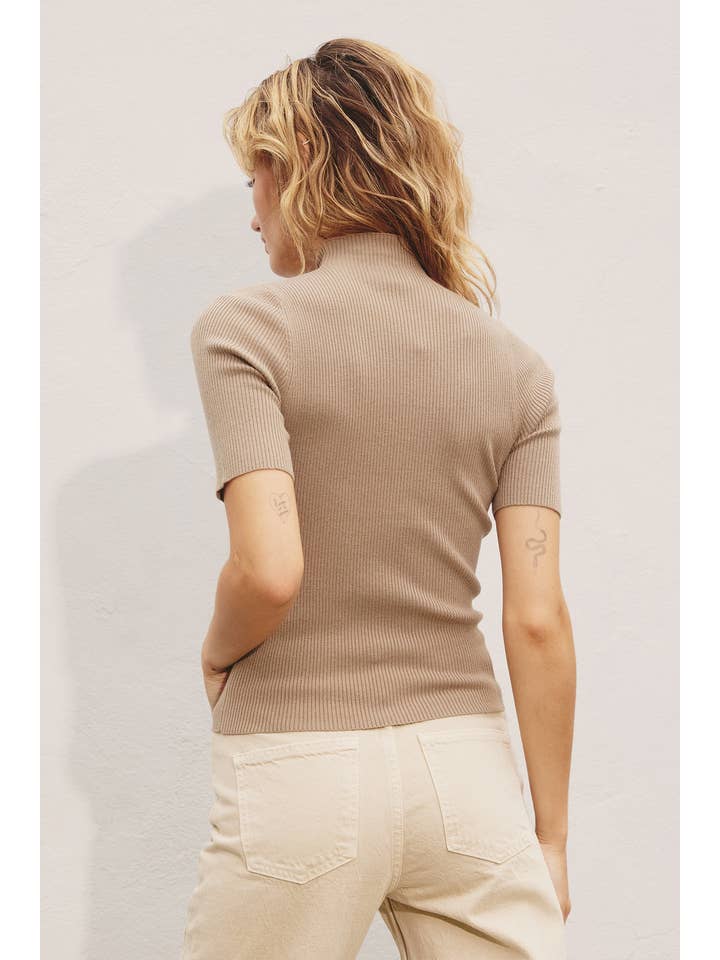 Dress Forum - Wholesale Knit Top - Women's - Mock Neck Short Sleeve Sweater6