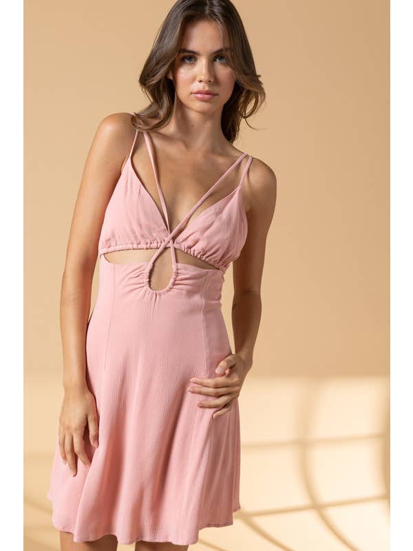 Papermoon - Wholesale Dress - Women's - PD16392 - Violet Cut Out Cross Body Self Tie Mini Dress5