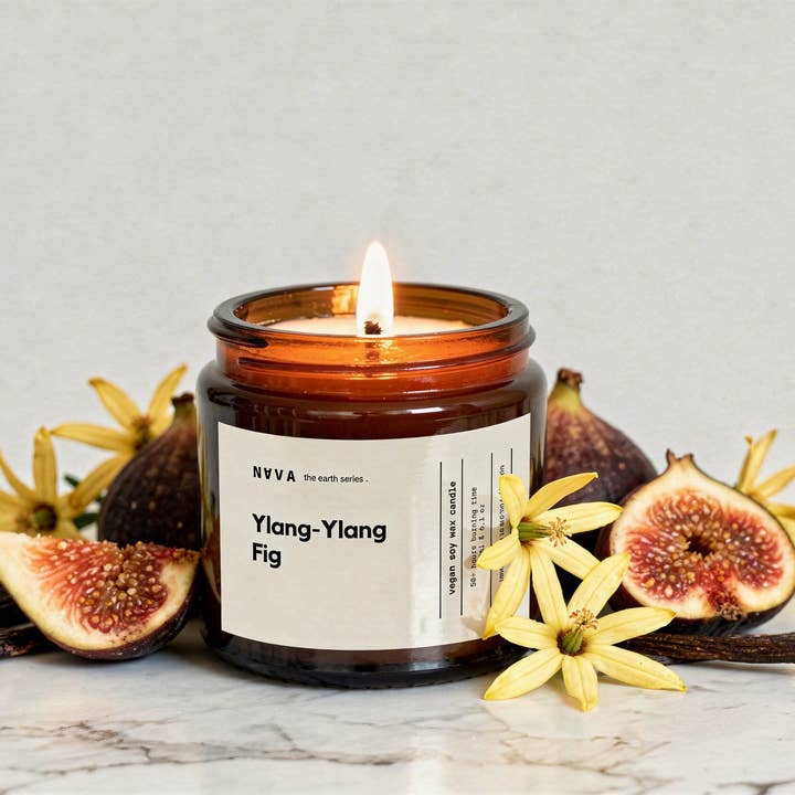 Candela biologica di soia Ylang-Ylang e fico per la vendita all'ingrosso da parte di NAVA