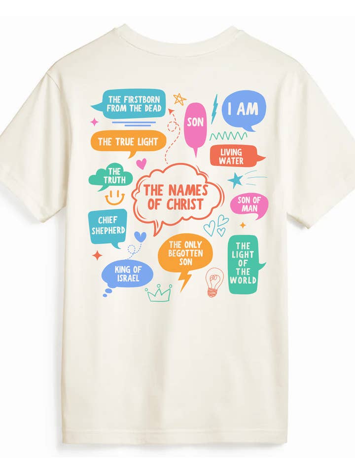 Made By Yen - Wholesale Screen Printed T-Shirt - Unisex - Names of Christ Doodle | Unisex Tee