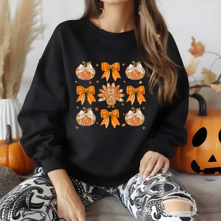Sweatshirt Citrouille Dinde de Thanksgiving – Graphique d'Automne pour la vente par TheWorldOfMYes