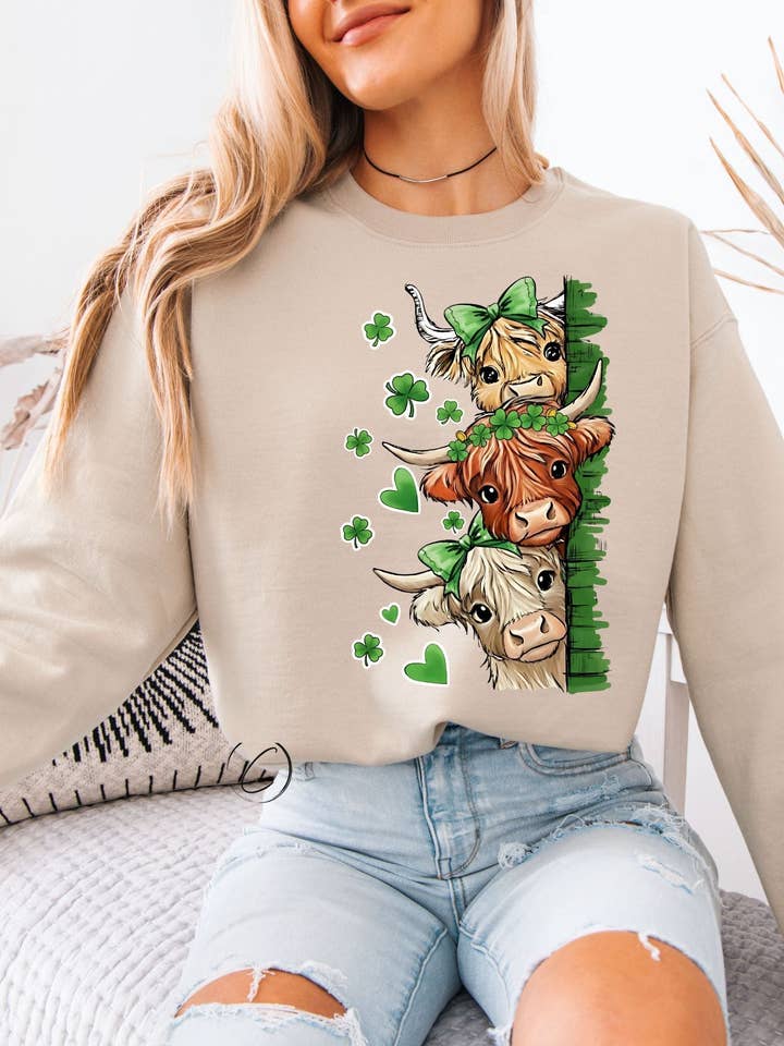 Howdy St. Patrick's Day Highland Sweatshirt for wholesale by CMD Wholesale