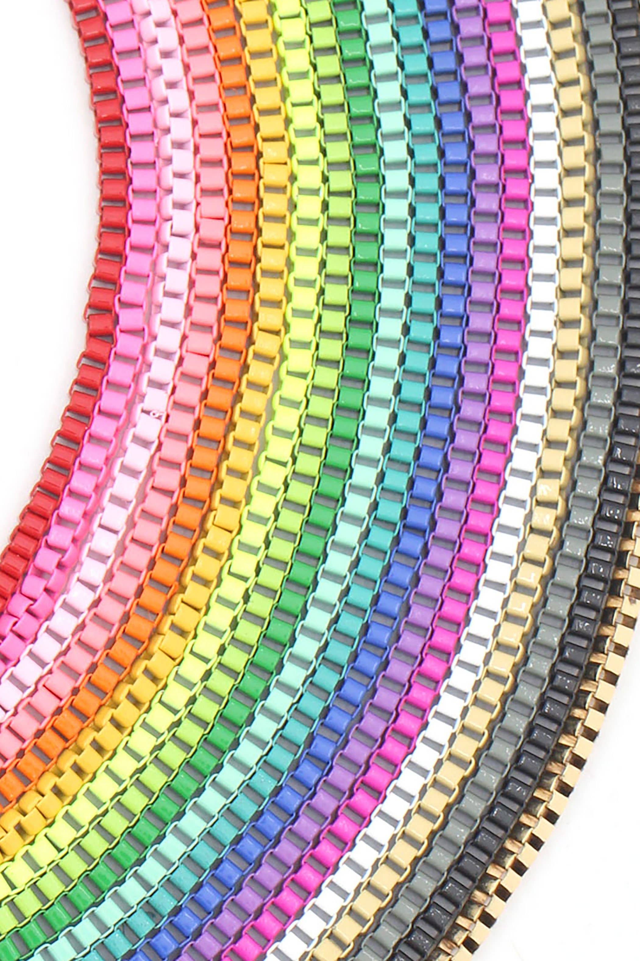 Woman Shops World - Wholesale Link & Chain Necklace - Enamel Box Chain Necklace, Adjustable Unisex Jewelry17