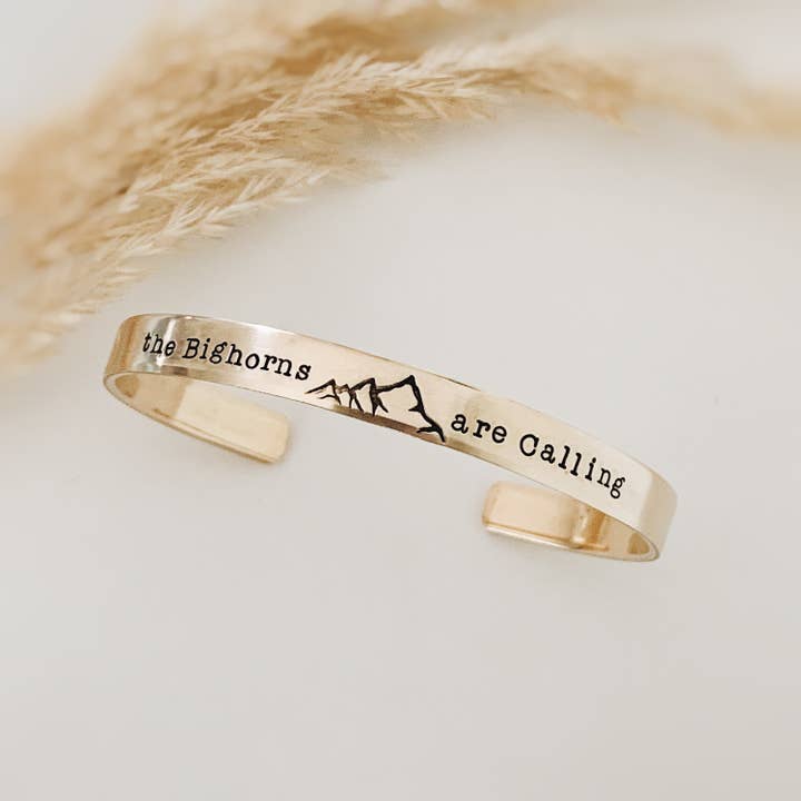 The Mountains are Calling Metal Cuff Bracelet for wholesale by JOY IN THE MORNING