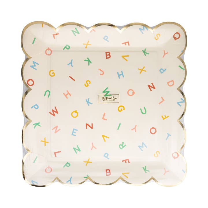 My Mind’s Eye - Wholesale Disposable Plate - BTS1146 - Scattered Alphabet Paper Plate
