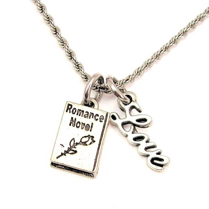 Romance Novel 20" Rope Necklace With Love Accent Reading for wholesale by Chubby Chico Charms
