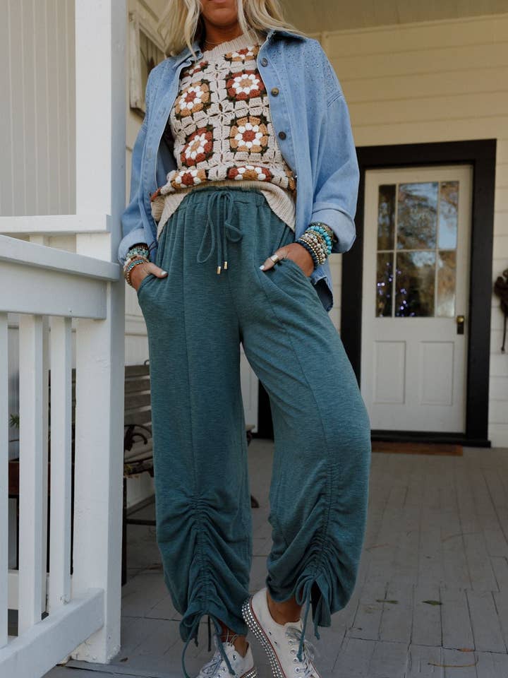 Three Bird Nest - Wholesale Pants - Women's - Solie Cinched Pants - Green Olive