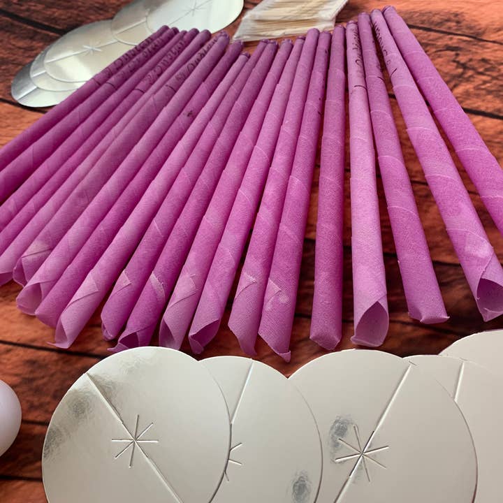 Stilnati - Vendita all'ingrosso Candele cilindriche/candelieri - Set di 20 Candele per la Rimozione del Cerume alla Lavanda Viola Fatte a Mano