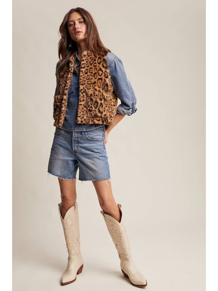 Listicle - Wholesale Outerwear Vest - Women's - Faux Fur Leopard Vest21