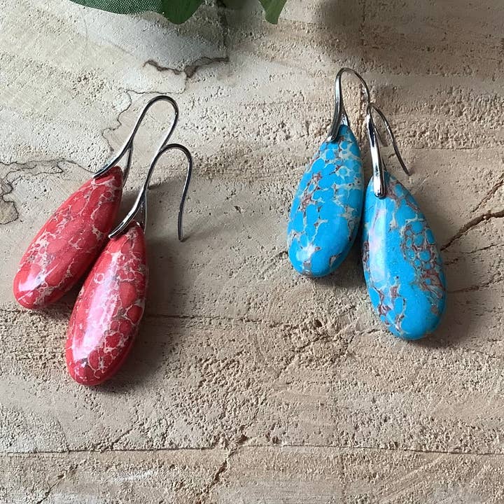 Beautiful Boundaries - Wholesale Dangle Earrings - Earrings, Jasper sea sediment earrings