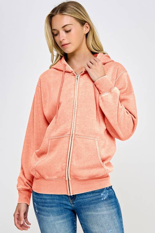 Vanilla Monkey - Wholesale Hoodie - Women's - Fleece Burn Out Boyfriend's Oversized Zip Up5