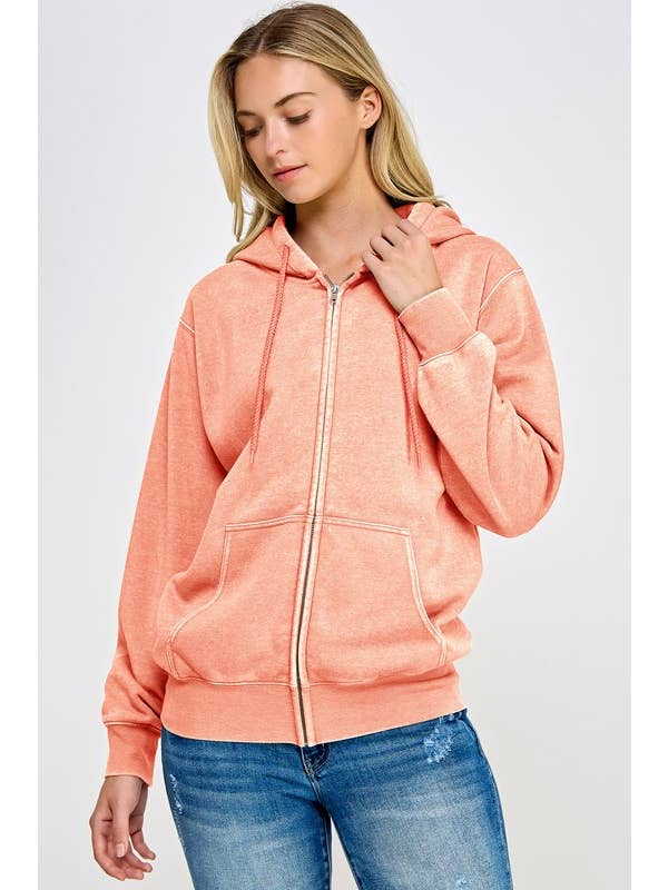 Vanilla Monkey - Wholesale Hoodie - Women's - Fleece Burn Out Boyfriend's Oversized Zip Up5