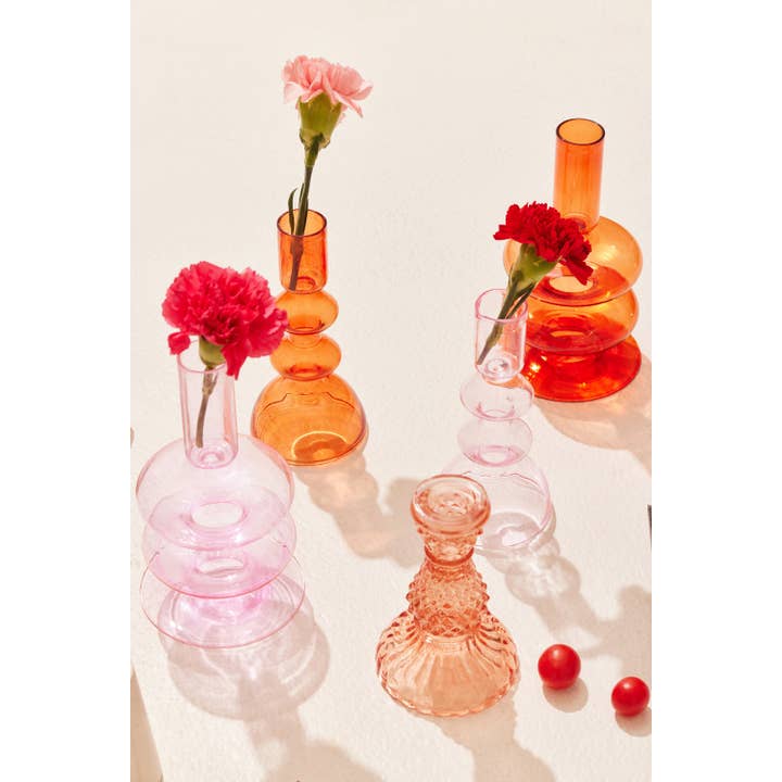 Casa Amarosa - Vente Bougeoirs - Bougeoir en verre ondulé rétro, 7 x 3,5 pouces_Rust Orange7