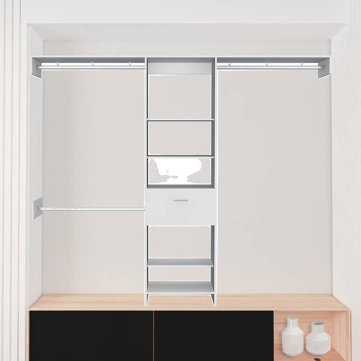 Madeira Manufacturada Branca de 98" Standard com Prateleiras e Gaveta por atacado de HomeRoots