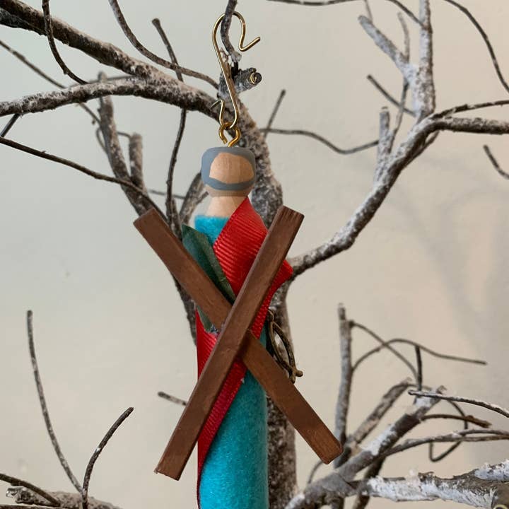 Our Saint Family - Wholesale Ornament - St. Andrew the Apostle Wooden Doll Ornament1