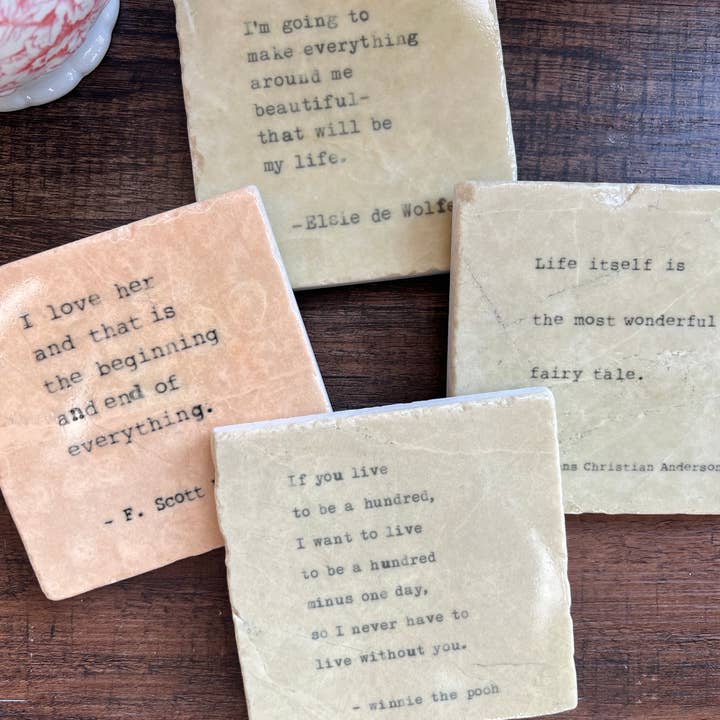 The Painted Lily - Wholesale Coasters - Book Quote stone coasters - case of 12 BESTSELLER4