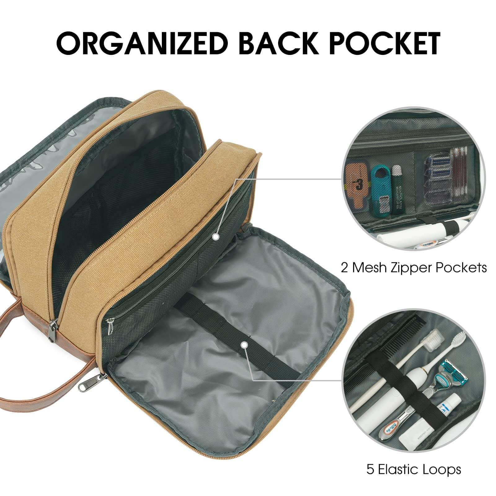 wandf - Wholesale Toiletry Bag - Men's - Canvas Travel Toiletry Shaving Bag Hanging Dopp Kit Unisex56