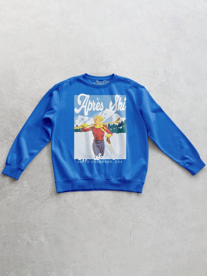 The Clandestine Underground - Wholesale Graphic Sweatshirt - Unisex - Apres Ski, Aspen Social Club Oversized 90's Sweatshirt