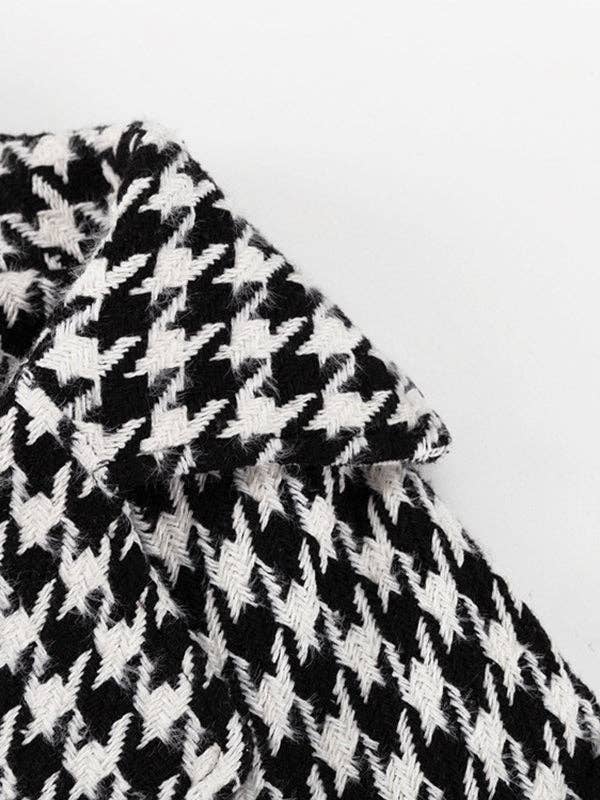 NEGRO Gabardinas holgadas de manga larga con forma de pata de gallo, espalda dividida y solapa atadas a la cintura de venta al por mayor en Faire8