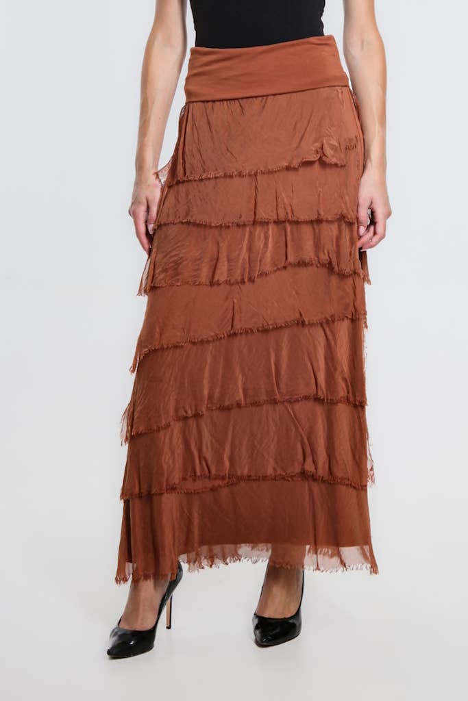 TINA Stephens Italy/Tees By Tina - Wholesale Skirt - Women's - Elisa Silk Ruffle Skirt (SL201)38