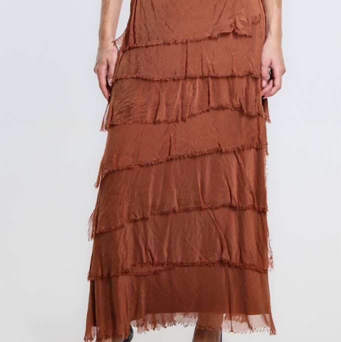 TINA Stephens Italy/Tees By Tina – Engroshandel Nederdel - Dame – Elisa Silk Ruffle Nederdel (SL201)38